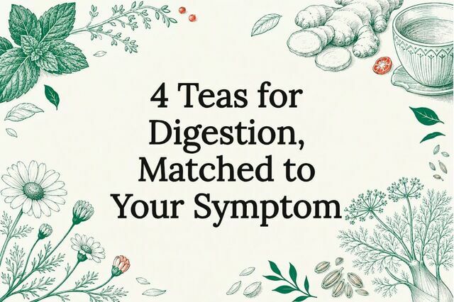 Digestive tea herbs title card illustration